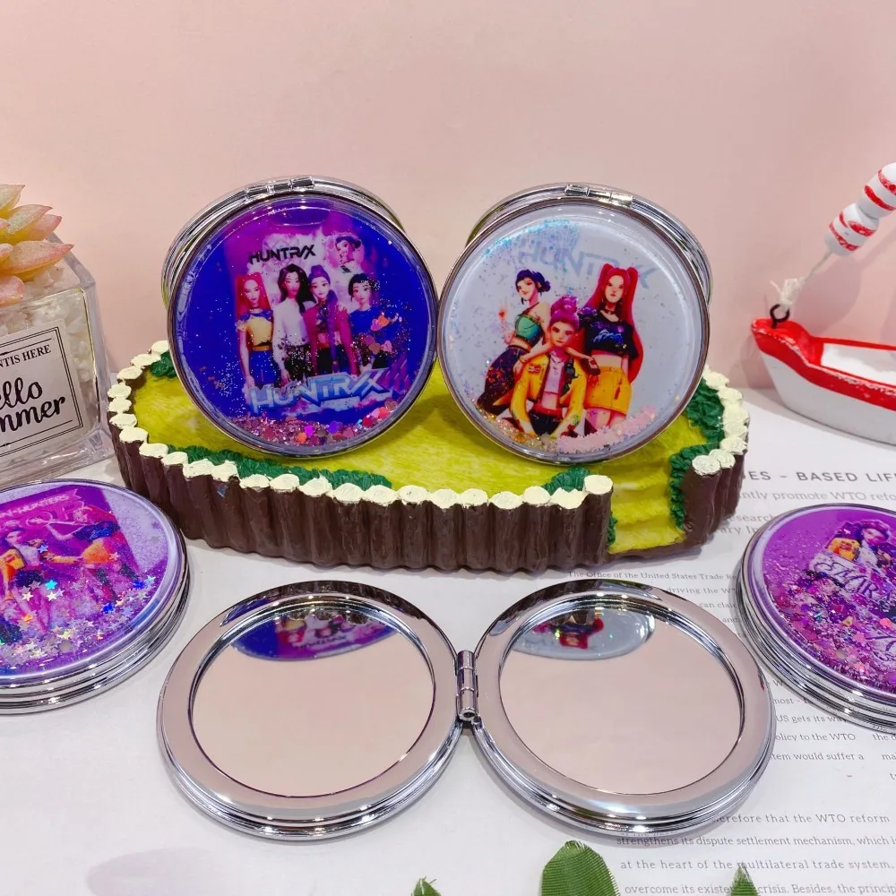 1PC Kpop Demon Hunters Opvouwbare make-upspiegel Draagbare dubbelzijdige spiegel Studentenslaapzaal Desktop Klein cadeau