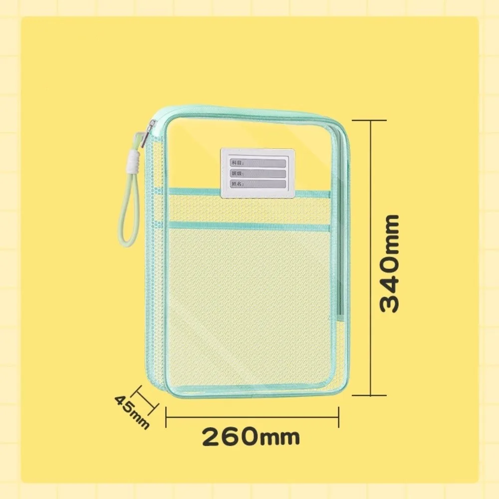Transparent Zipper File Bag Large Capacity Handle Storage Organizer Bag Candy Color Multifunction File Folder Bags