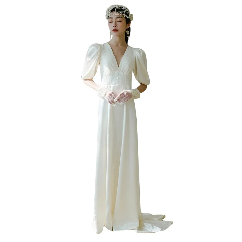 Атласное простое утягивающее элегантное платье с открытой спиной для путешествий, уличное платье с небольшим шлейфом и выходом, платье для приема для женщин