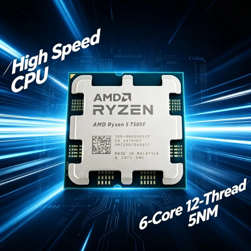 Processador CPU AMD R5 7500F 3.7GHz 6 Núcleos 12 Threads 5NM 32MB Cache L3 100-000000597 AM5 para PC Gamer