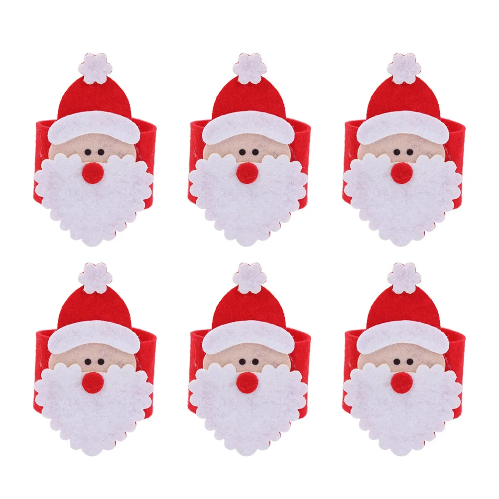 

12Pcs Christmas Party Napkin Rings Santa Themed Buckle for Table Decoration Holiday Event Dinner Napkin Holder Serviette Clip