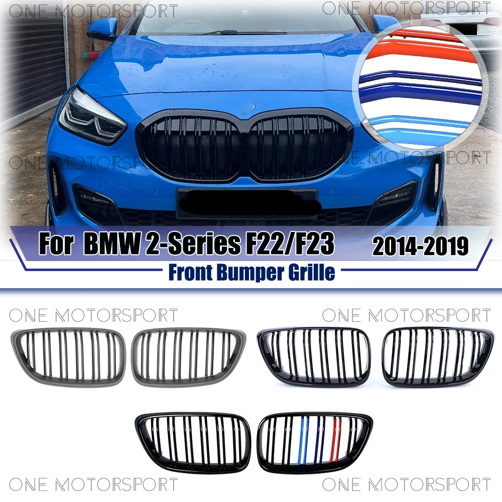 

Double Line Style Black Front Bumper Grille For BMW 2-Series F22 F23 2014-2019 Glossy M-Color Racing Grille Bumper Grilles