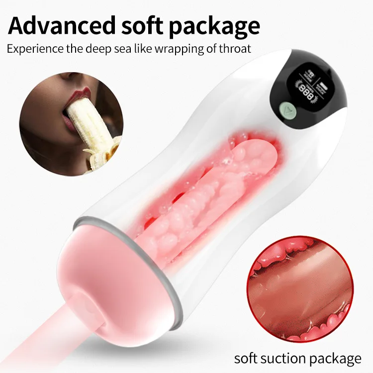 Adult Products Men's Automatic Airplane Cup Sucking Telescopic Intelligent Sound Heating Simulation Channel Sex Masturbation