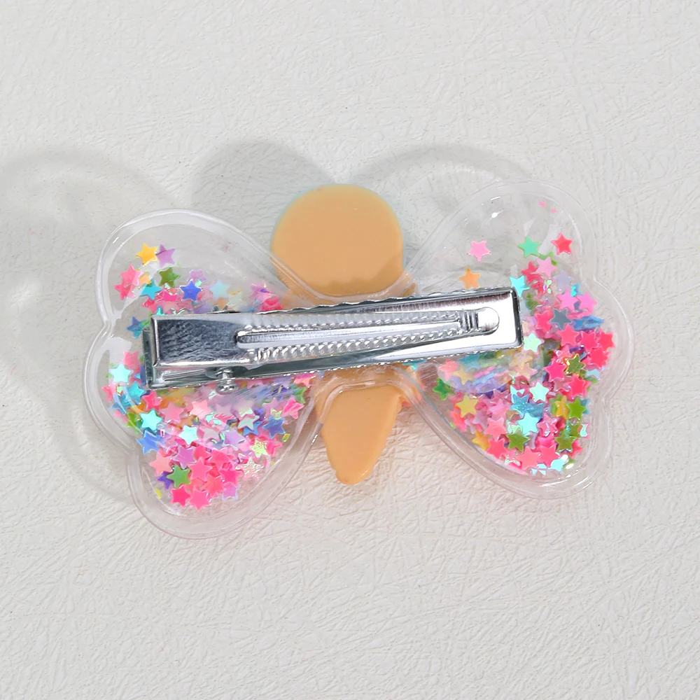 2pcs Butterfly Hairpins Quicksand Filled Cone Ice Cream Accessories Decorative Hair Clips Hair Bows Girl Hair Accessoires