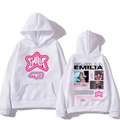 Imagen 2 del producto Emilia Mernes MP3 sudaderas con capucha moda Vintage sudadera de gran tamaño hombres mujeres ropa de moda jersey de lana moda ropa informal suelta