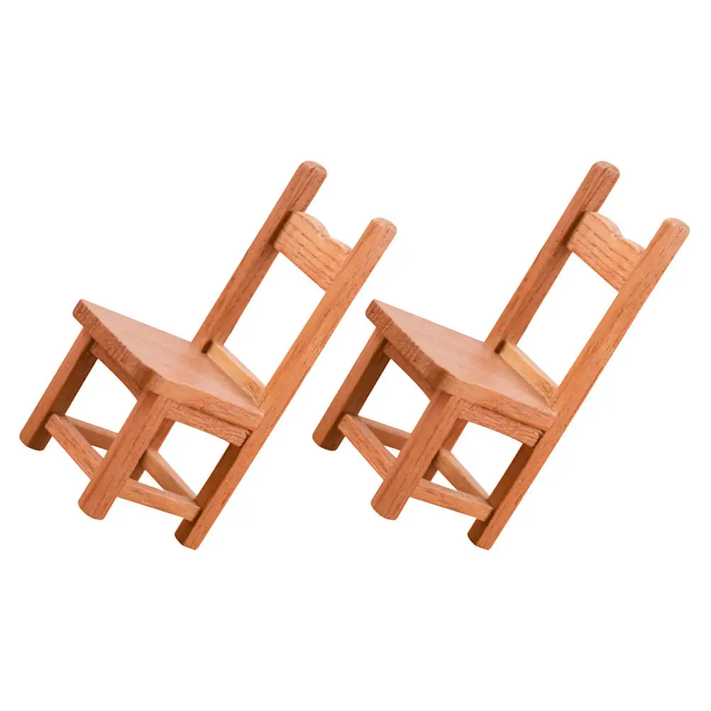 

2 шт. миниатюрных деревянных стульев для кукольного домика, декор для DIY проектов, украшения для выпускных работ, реквизит для фотосессий, миниатюрный деревянный стул
