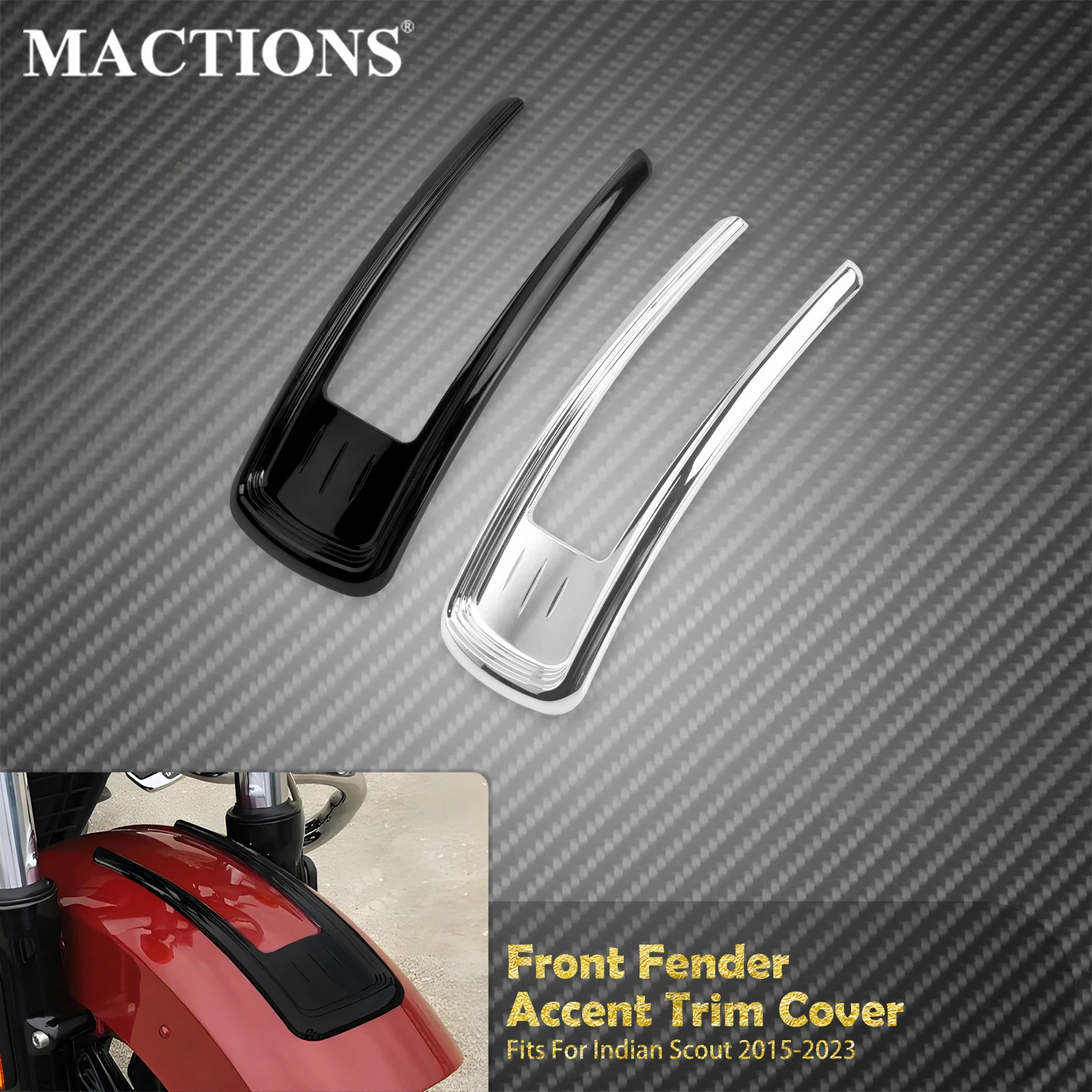 Motorcycle Front Fender Accent Trim Cover For Indian Scout Sixty 2015-2021 2022 2023 Black/Chrome Mud Splash Guard Decoration
