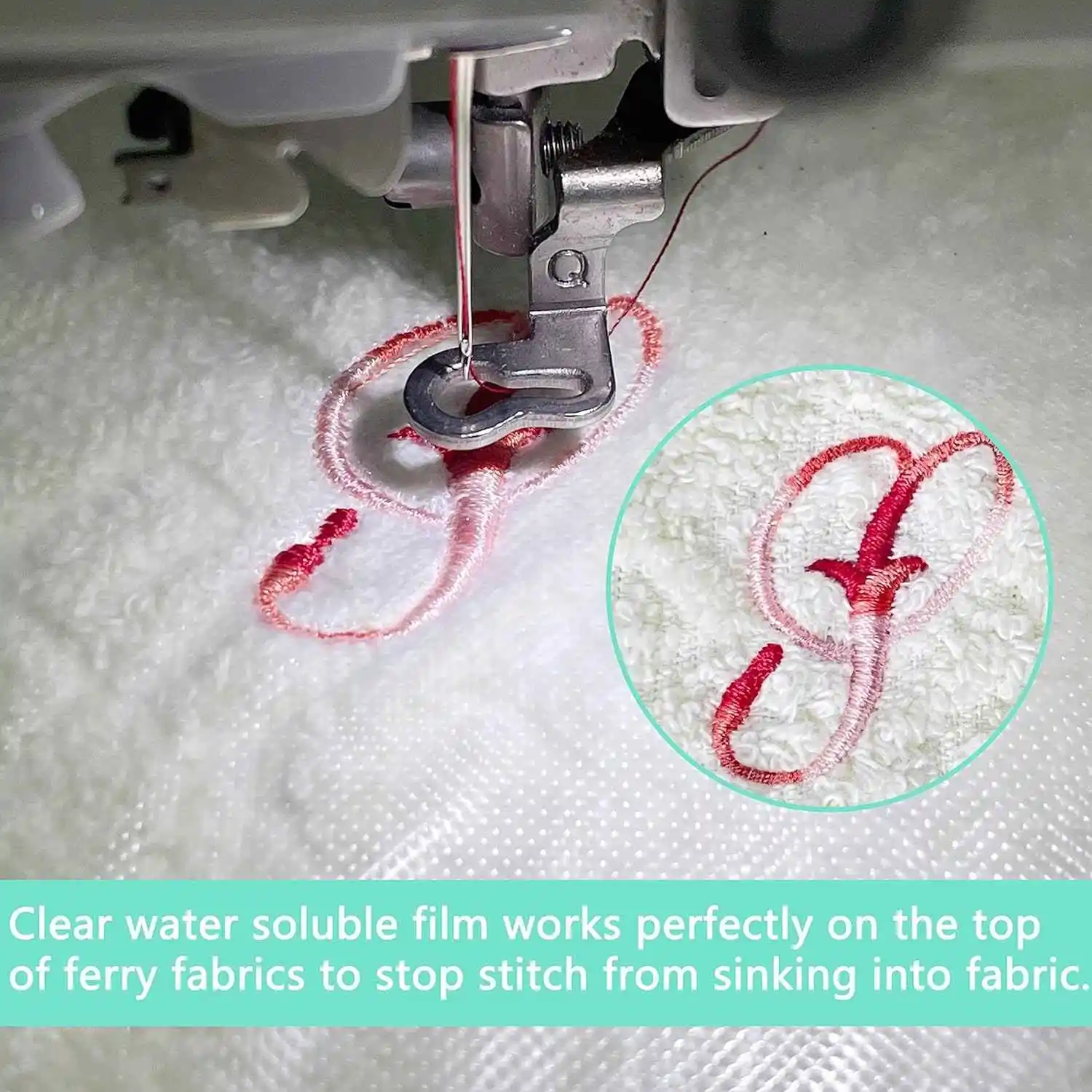 Wash Away Stabilizer - 12' X 25 Yd Roll, 35µm Clear Water Soluble Backing & Topping Film for Machine & Hand Embroidery