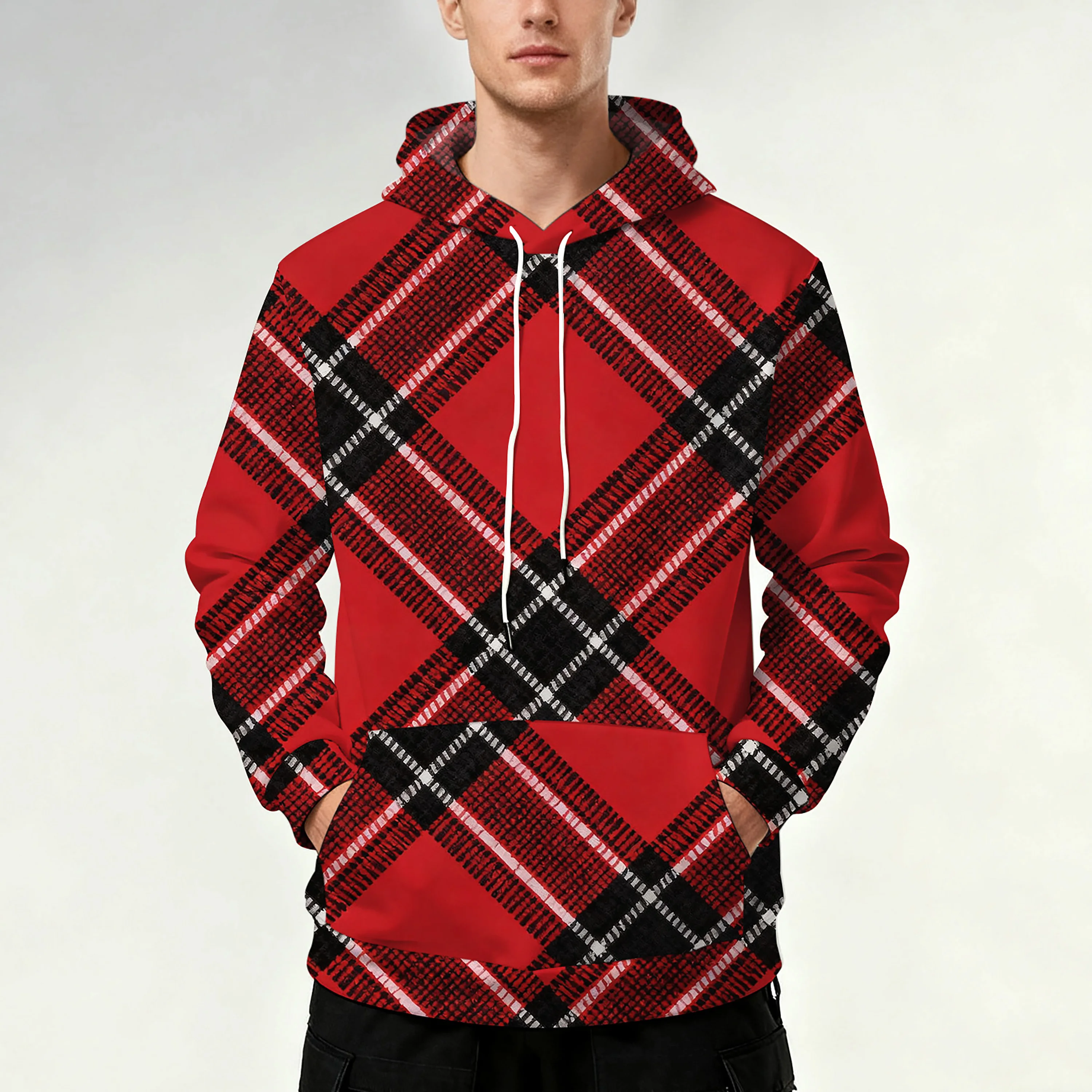 

Мужская осенне-зимняя бестселлерная модная полосатая толстовка с капюшоном в клетку, простая и универсальная, повседневная и удобная