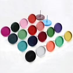 8/10/12mm 20pcs/lot 26 Colors Plated Earring Studs,Earrings Blank/Base,Fit 8-12mm Glass Cabochons,Buttons Earring Bezels