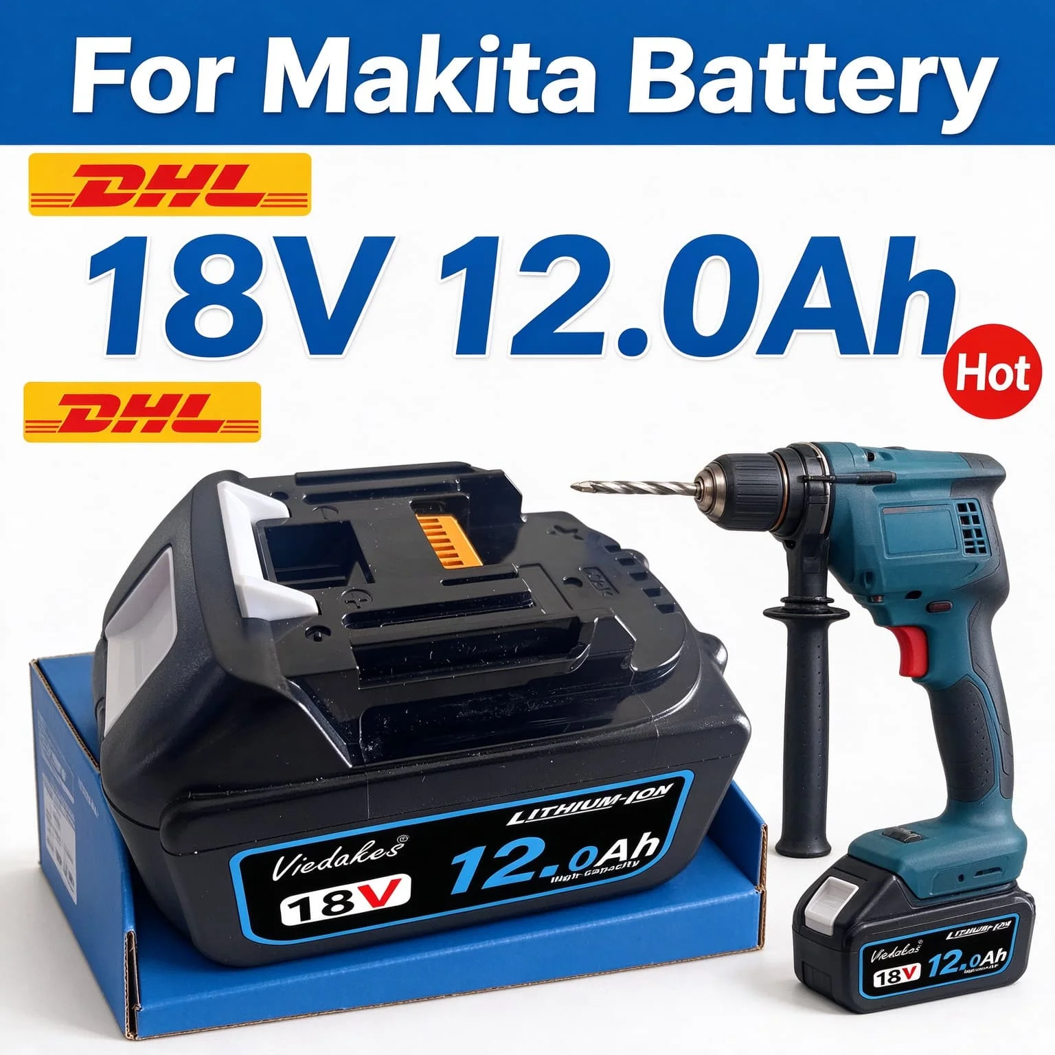 18V LXT Cordless Tool Replacement Battery 12.0Ah Lithium Ion Battery For Makita BL1830B BL1840B BL1850B BL1860B