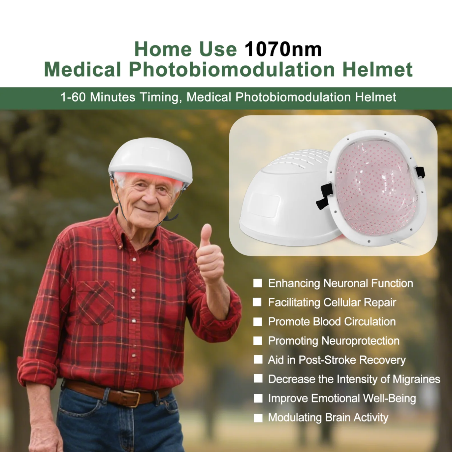 2026 1070nm Helmet Infrared Light Therapy Treatment Equipo for Alzheimer Parkinson Brain Disease Parkinsons PBM for Item After S