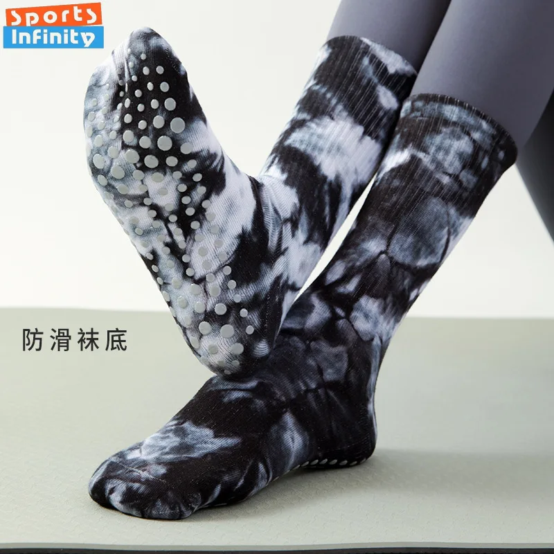 แฟชั่น Tie Dye ถุงเท้าโยคะ Anti SLIP Professional ถุงเท้าพิลาทิสผู้หญิงในร่มแอโรบิกเต้นรํา Trampoline ฟิตเนสกีฬาถุงเท้าผู้หญิง
