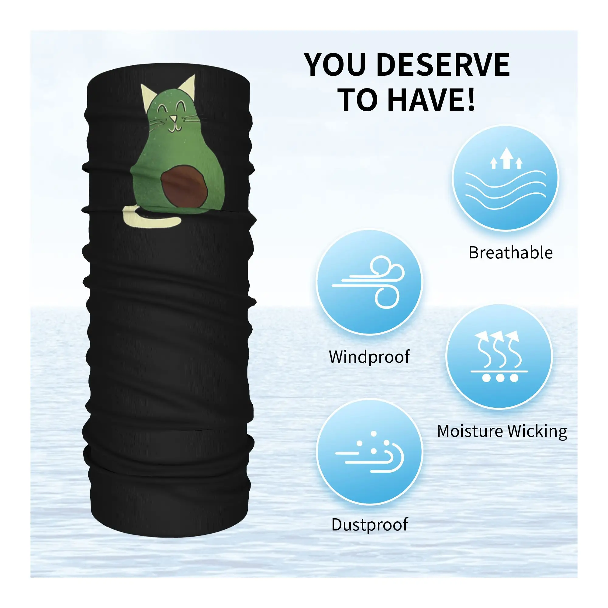 Avogato (Avocado Cat) Bandana Neck Gaiter Printed Magic Scarf Multi-use Face Mask Riding For Men Women Adult Winter