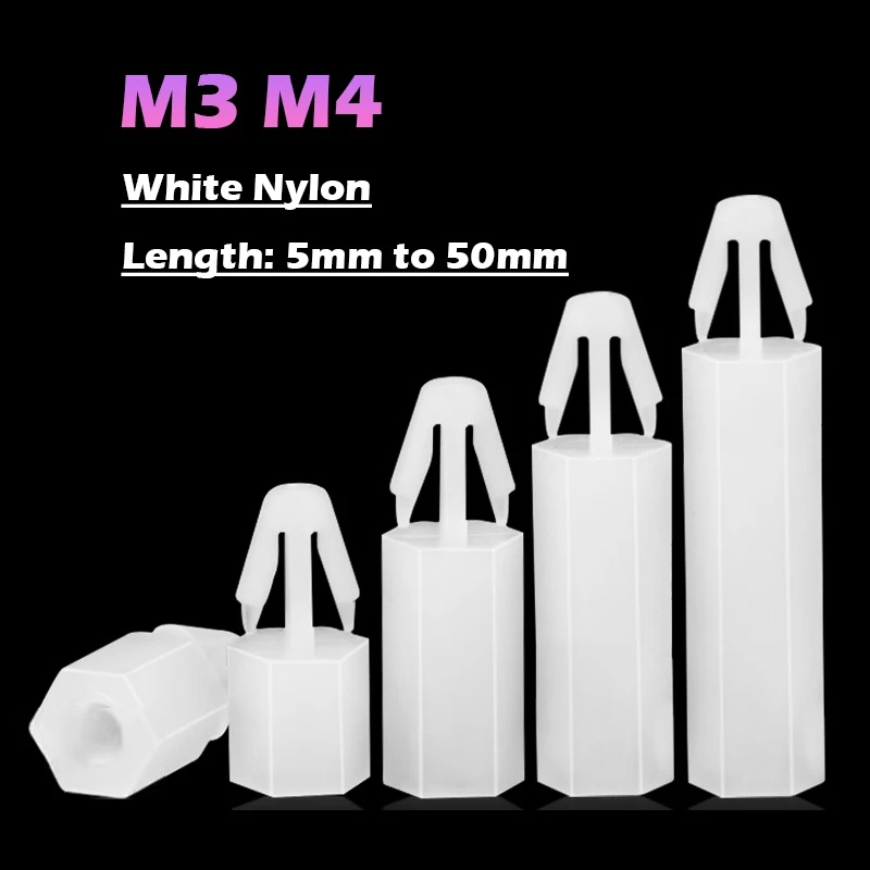 PCB مجلس فاصل Pilla M3 M4 الأبيض النايلون تباعد المسمار ل PCB لوحة دوائر كهربائية دفع في النايلون آخر عمود فاصل المواجهة الثابتة