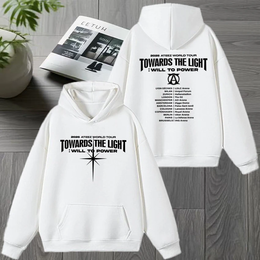 2025 Kpop Ateez نحو الضوء: Will To Power World Tour البلوز الرجال النساء موضة عادية هوديي للجنسين كنزة صوف