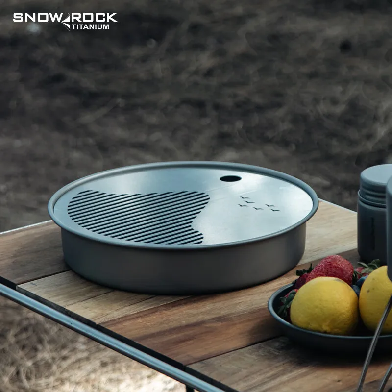 Round Pure Titanium Tea Tray With Pattern,Portable Light Weight,Antibacterial And Mildew Resistant,Home/Outdoor Travle Tea Set