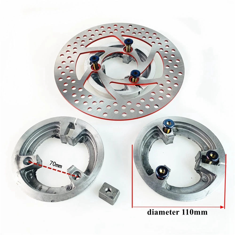 110mm Motorcycle Rear Drum Brake Disc Brake 70mm Hole Conversion Tightening Ring for 220mm Disc Electric Scooter E-bike Moped