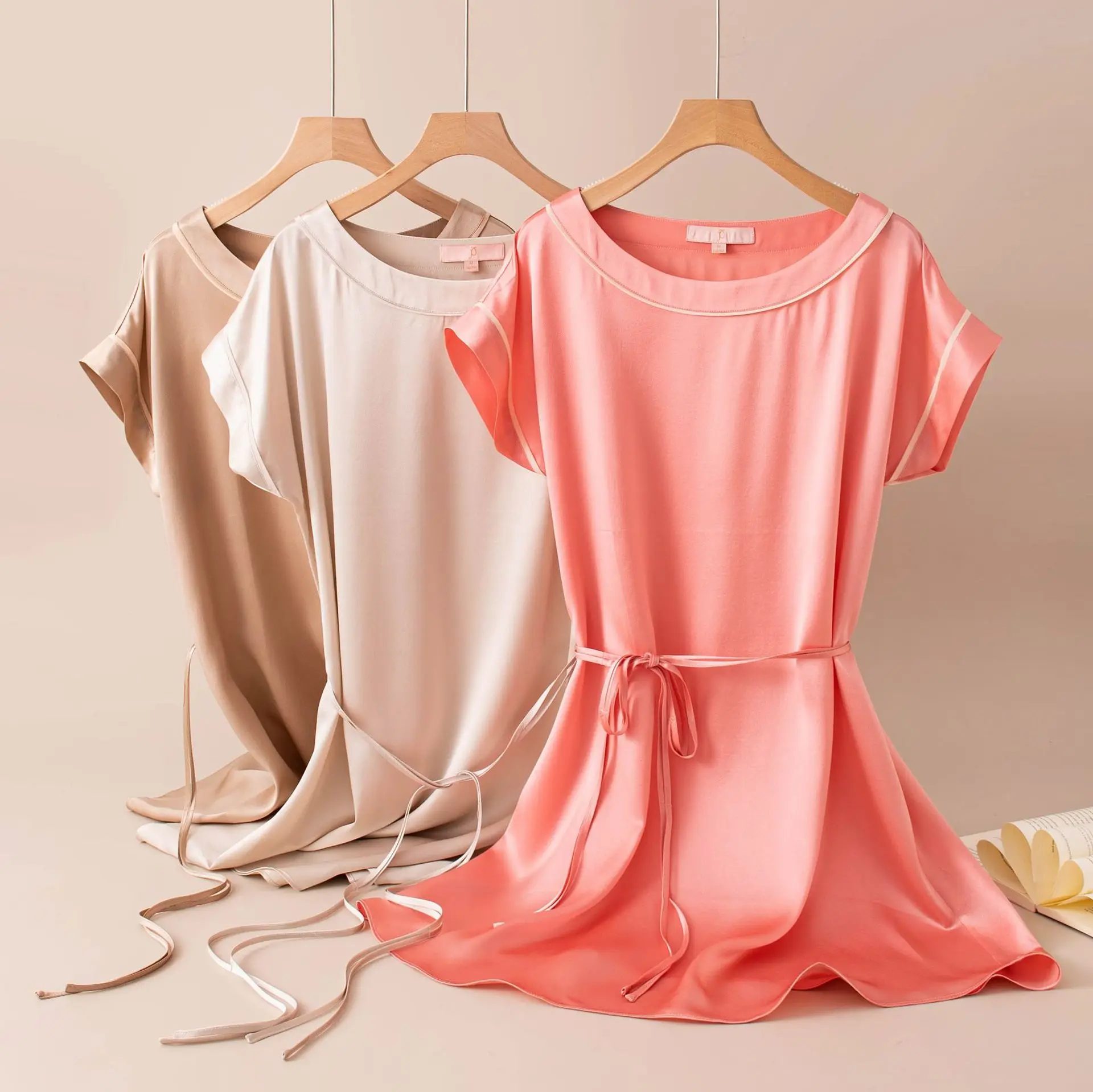 Heavyweight Silk Crepe de Chine Sexy T-shirt Dress, Mulberry Silk Satin Women's Nightgown, Simple & Comfortable Loungewear