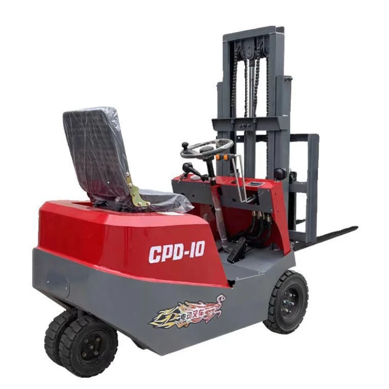 Small electric forklift seat-mounted three-pivot hydraulic lift forklift storage warehouse stacking height loading and unloading