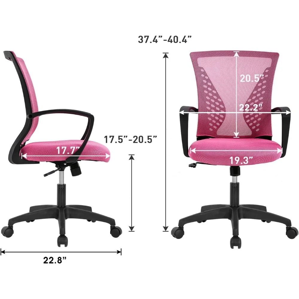Ergonomic Swivel Office Chair with Mid-Back Support, Adjustable Lumbar Cushion, and Mesh Fabric for Comfortable PC Desk Use