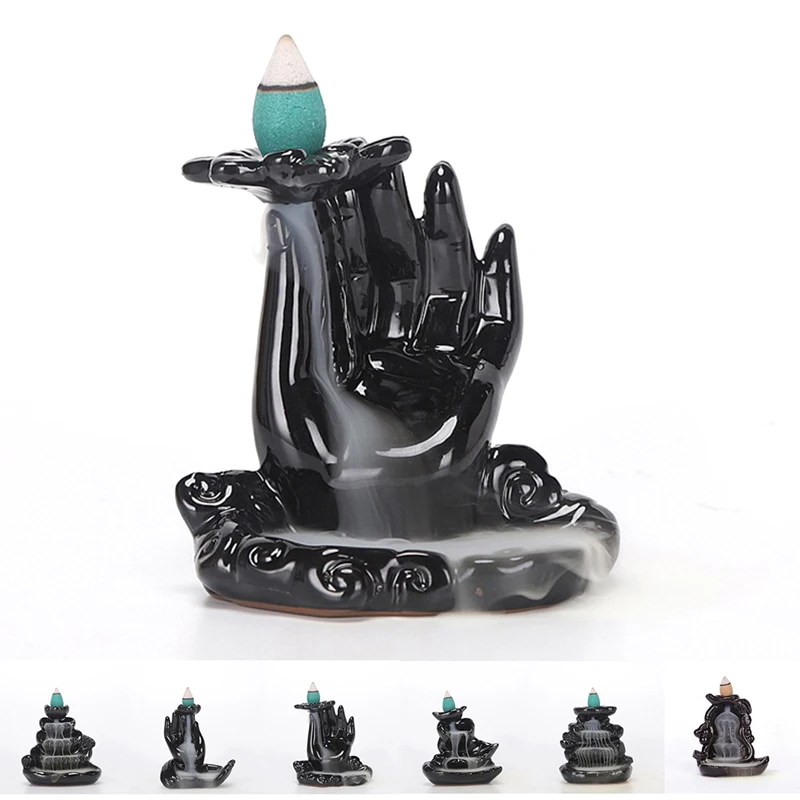 Handmade Ceramic Backflow Incense Burner Decor With 10 Backflow Incense Cones Waterfall Incense Burner Ceramic Incense Holder