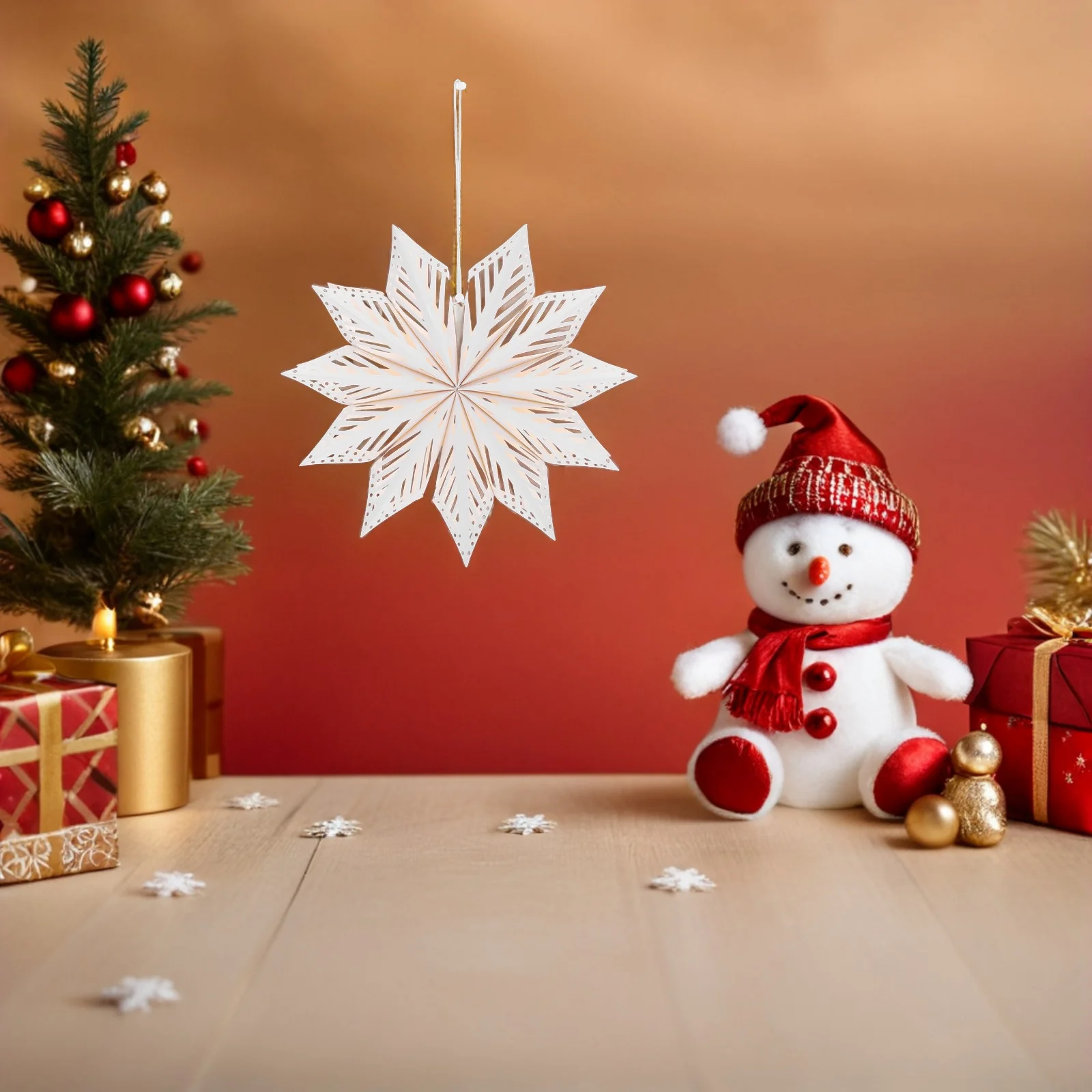 

2Pcs Foldable 3D Snowflake Hanging Ornaments Paper Craft Christmas Tree Indoor Ceiling Winter Party Hanging Snowflake Decor