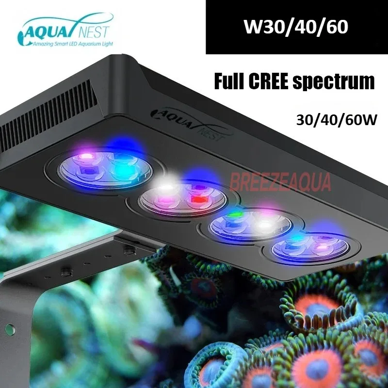 110-240V AQUA NEST W30 W40 W60 CREE Full Spectrum Reef LED Light Invisible WiFi Smart Control Saltwater Marine Coral Aquarium Li