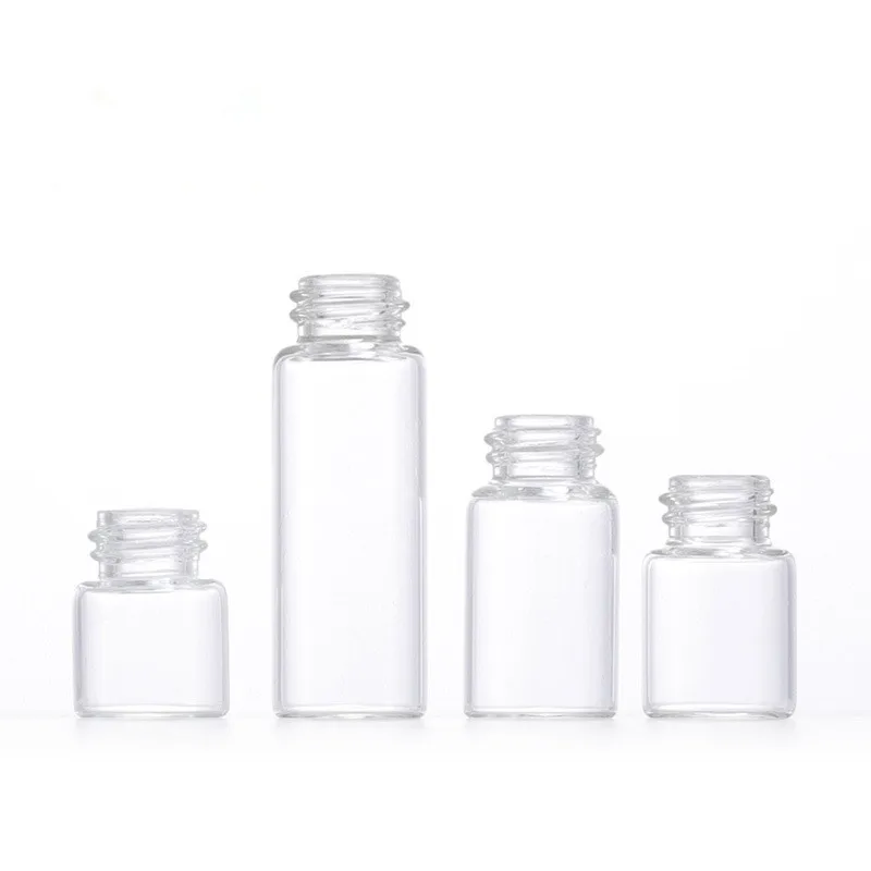 100pcs 1ml 2ml 3ml 5ml Empty Dram Transparent Glass Essential Oil Bottle Thin Glass Small Perfume Oil Vials Sample Test Bottles