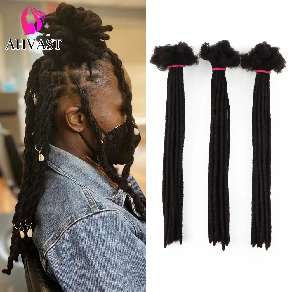 AHVAST Grosir Murah Dreads Afro Kinky Loc Ekstensi Rambut Manusia Gimbal Ekstensi 100% Rambut Manusia Asli untuk Pria/Wanita