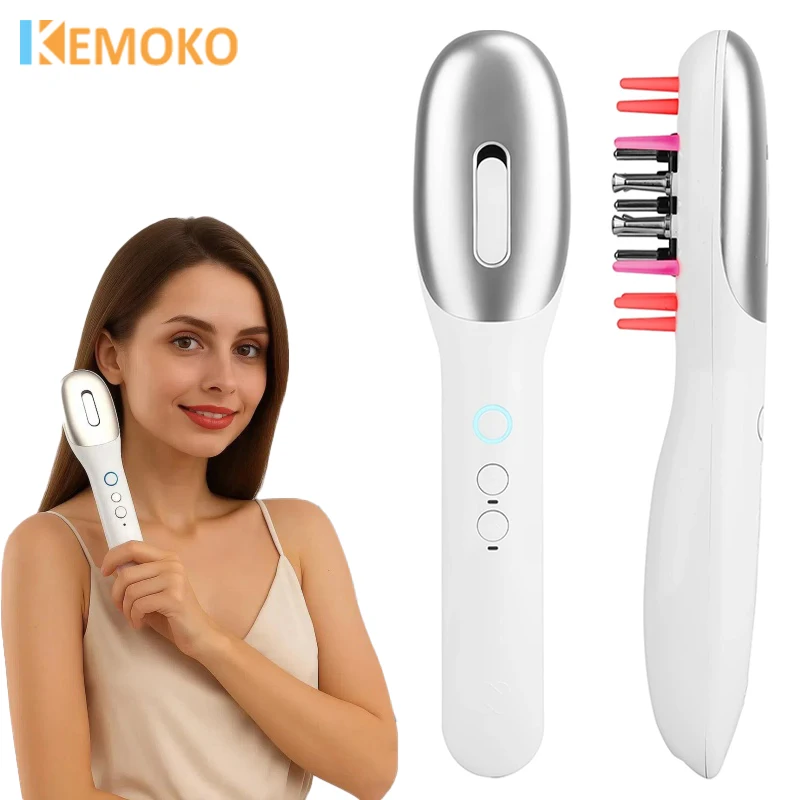 

Electric Scalp Massage Comb EMS Vibration Red Blue LED Light Therapy Massage Brush Anti-Hair Loss Medicine Scalp Oil Applicator