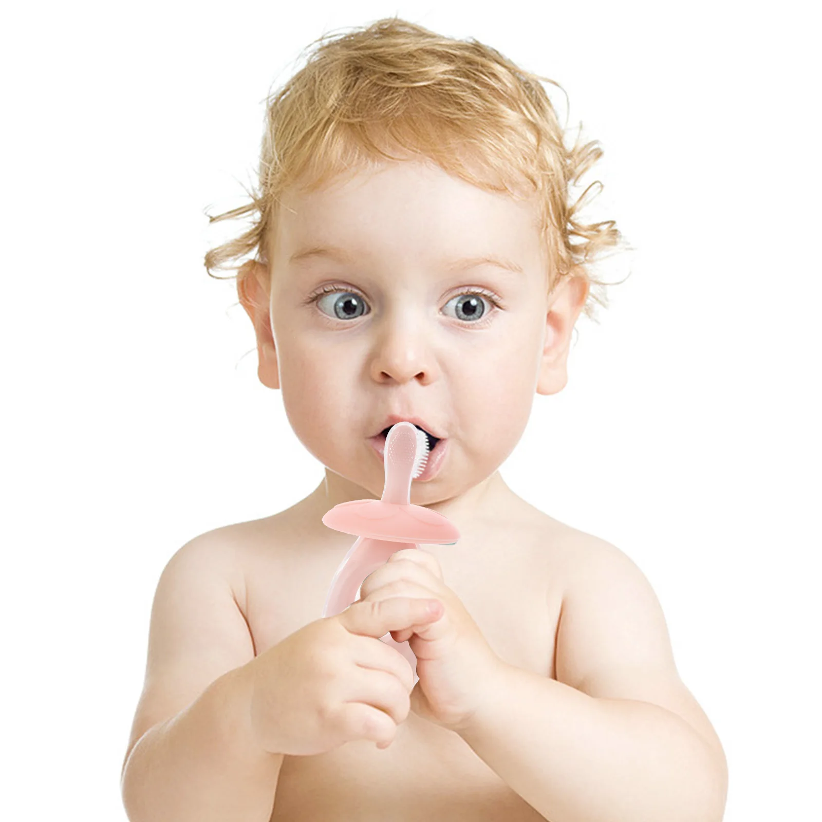 

1 set 1 Set Baby Silicone Toothbrush Infant Training Brush Short Handle Lightweight Bristles Teeth Cleaning Tool Kids Mouth Care