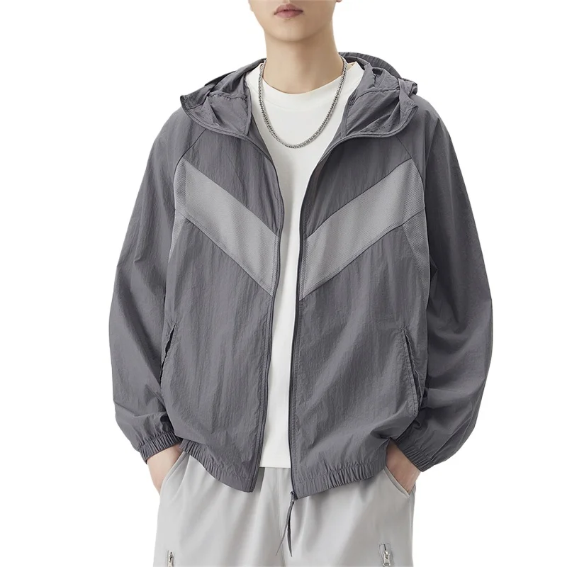 Men's Hooded Sun Protection Clothing Summer Fashion Nylon Blend Color Block UV Protection Jacket Outdoor Sports Daily Commute