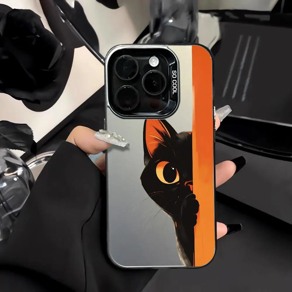 

Чехол для телефона с дизайном «Кот за дверью», чехол для телефона с защитой от отпечатков пальцев для iPhone 16, 15, 14, 13, 12, 11 Pro/Max/Plus, противоударный задний чехол