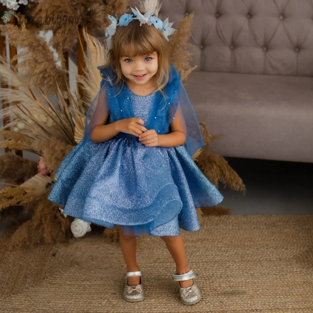 

Customized Flower Girl Dress Formal Evening Gown Blue Starry Sky Gown Wedding Party Attire свадебное платье