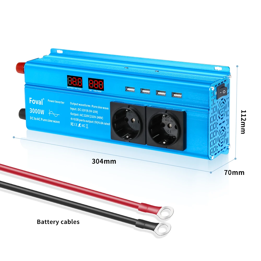 Reiner Sinus-Wechselrichter DC 12 V zu AC 220 V 230 V 1500 W/2200 W/2600 W Spannungsübertragungswandler Universal EU-Buchse Autozubehör – Detail 11
