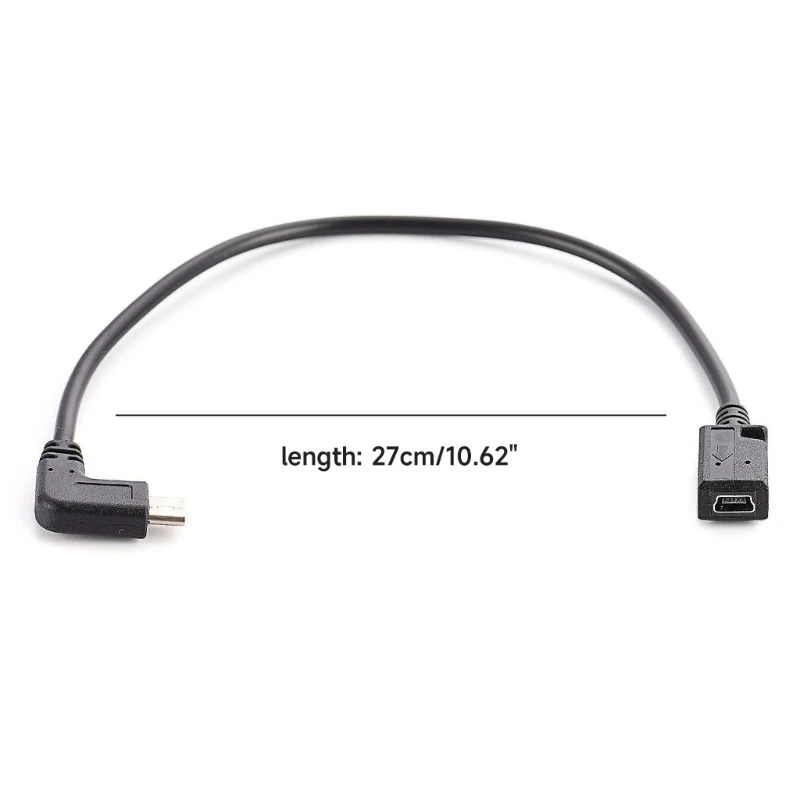 90 stopni typ C do Mini przedłużacz USB Mini USB żeńskie do USB C męski przewód kabel Adapter do ładowania do laptopa