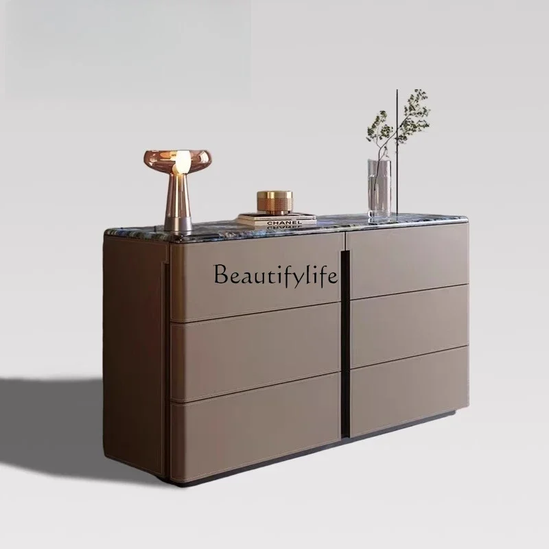 

LJY*Light luxury marble dining side cabinet, household wall storage chest