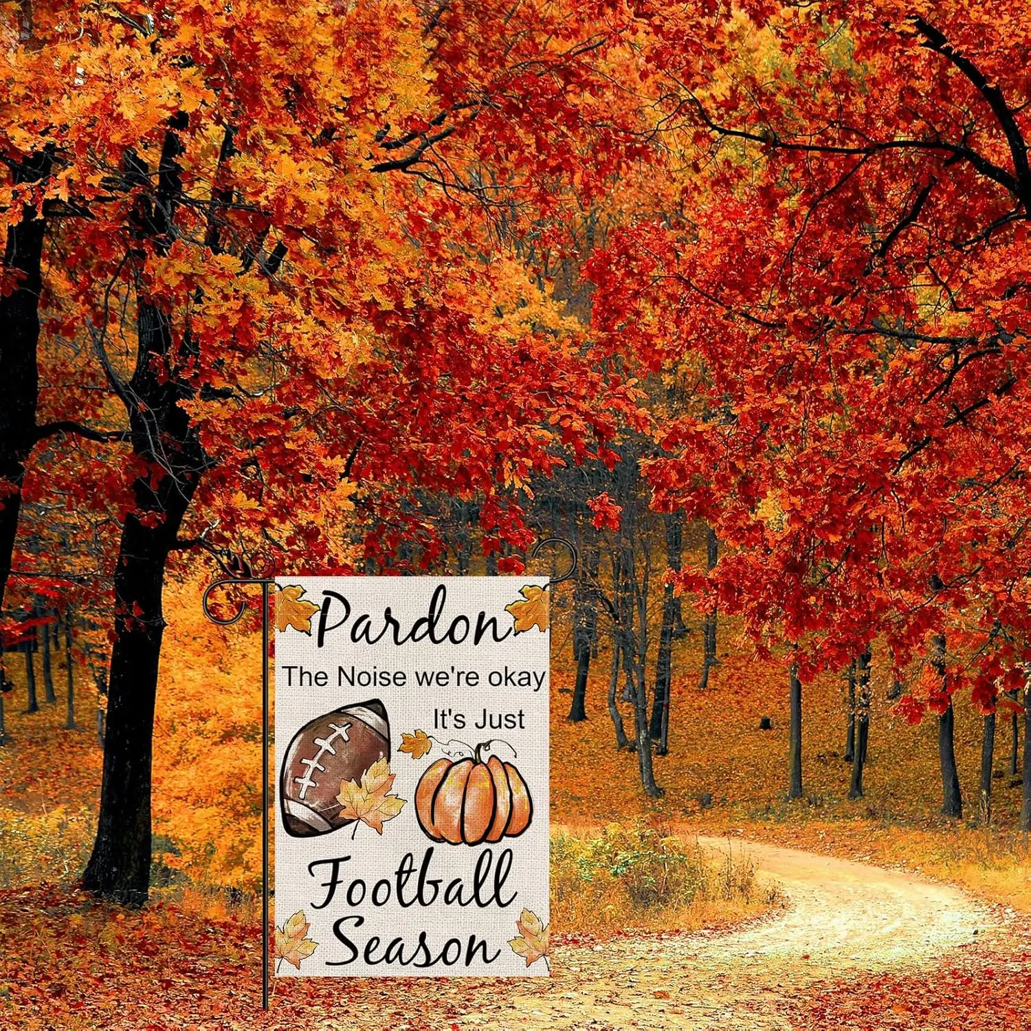 علم حديقة الخريف لكرة القدم والقرع إنه مجرد موسم كرة القدم أعلام الخريف الخيش العمودي أعلام ترحيب مزدوجة الجوانب S JHH