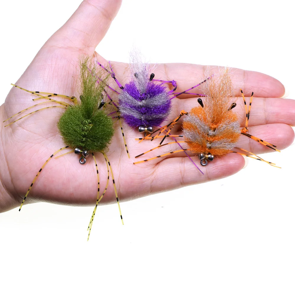 Vampfly 1 قطعة 2/0 EP كراب يطير الدمبل عيون المطاط الساقين كراب الطعوم الاصطناعي الحشرات الطعوم تصريح العظام الأسماك الحمراء الصيد السحر