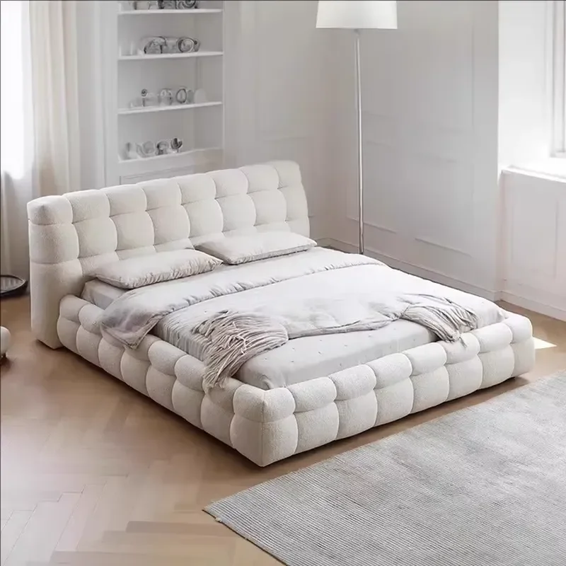 Factory Direct Sell Up-holstered Double Bed king Size Bed Solid Wooden Queen Bed Frame Bedroom Furniture