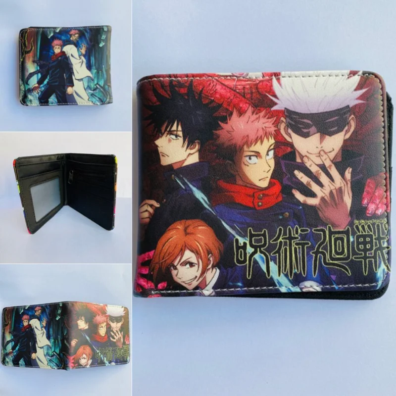 Jujutsu Kaisen Wallets Anime Foldable PU Coin Purse Men Bank ID Card Holder Card Clip Bag Cartoon Cosplay Clutch Wallet Gift Toy