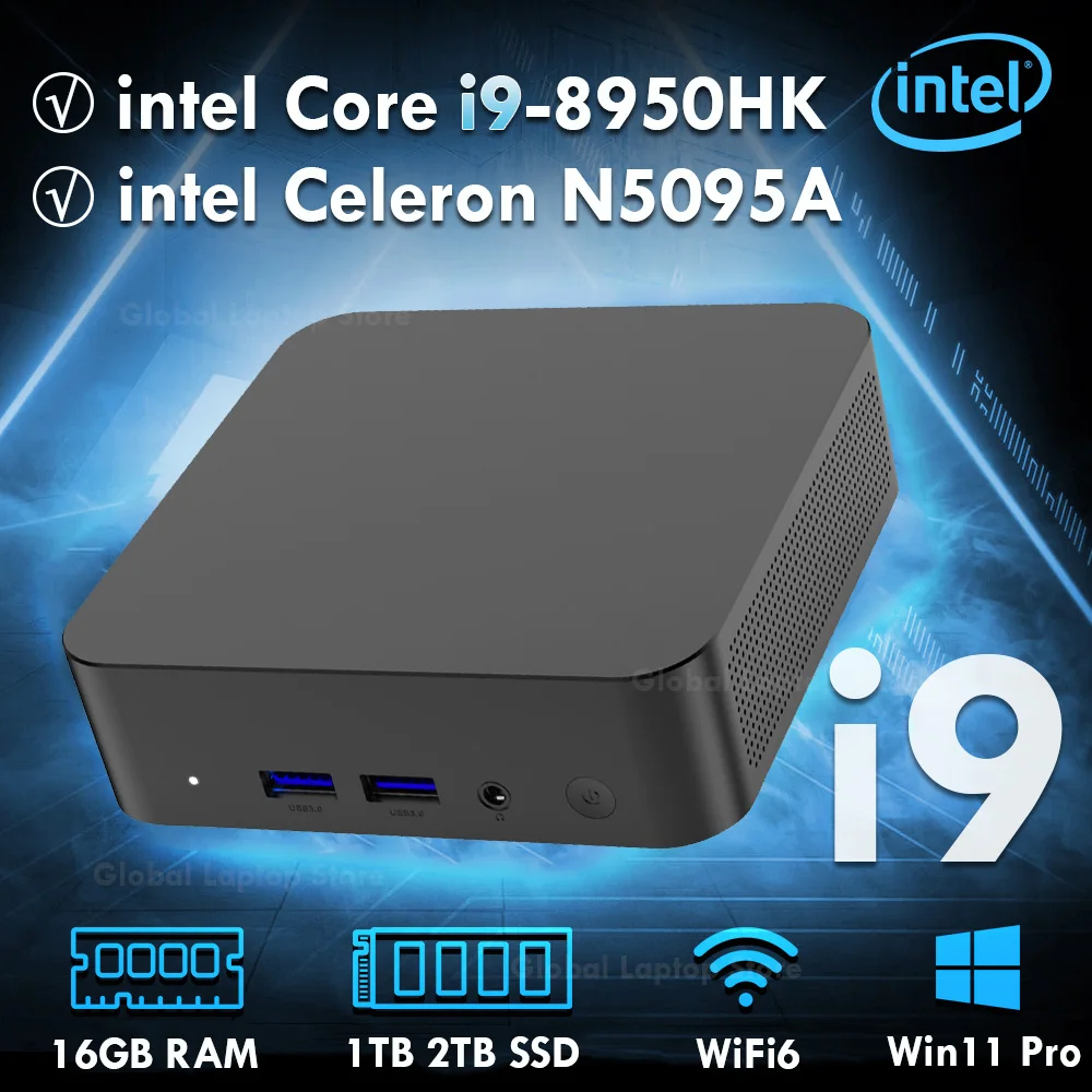 Mini PC Windows 11 Intel Core i9 8950HK Celeron N5095 Desktop Pc Gaming Computer 16GB DDR4 1TB 2TB SSD WiFi 6 Portable Pc Gamer