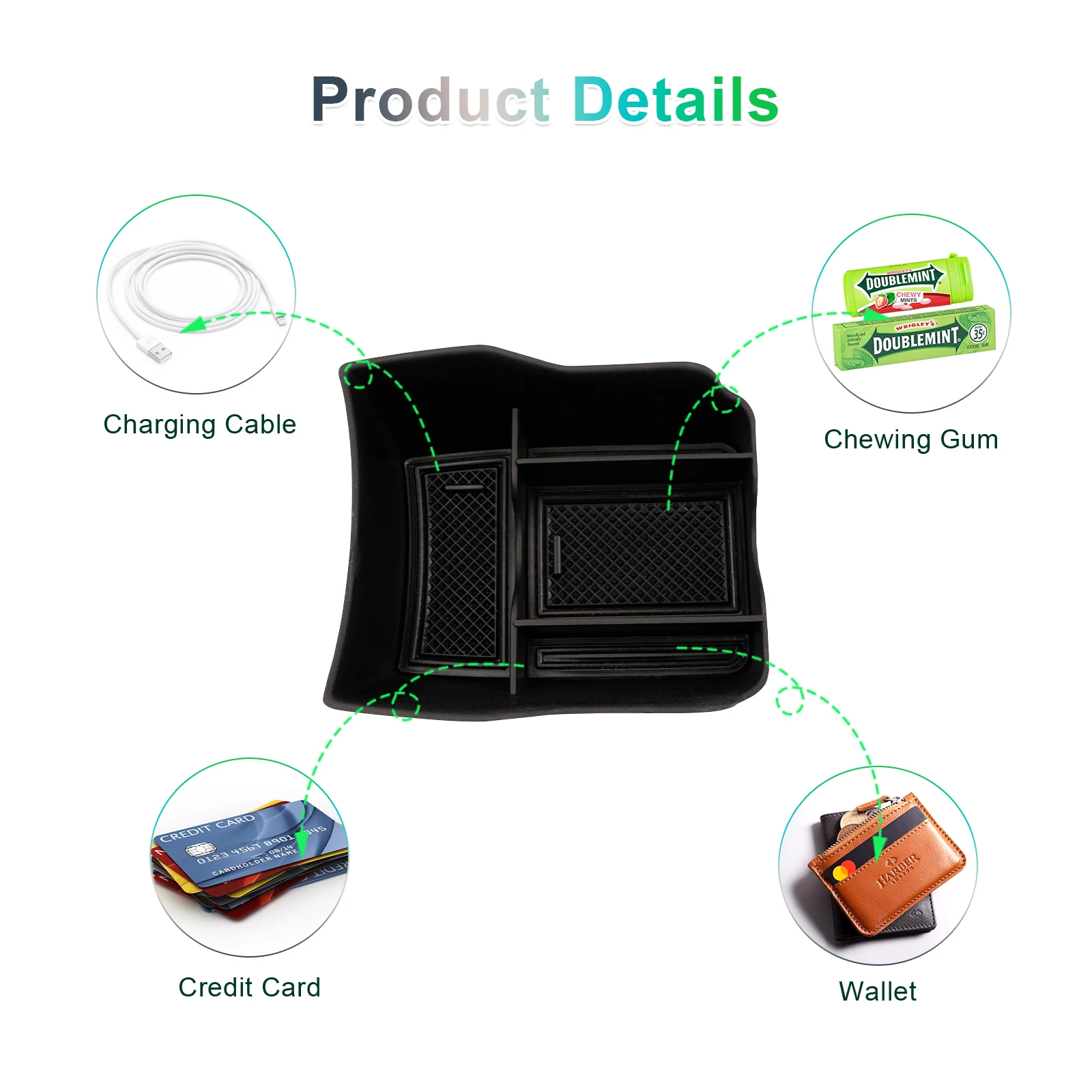 RUIYA for Dacia Spring Electric 2023 2024 Car Armrest Box Storage Central Control Container Auto Dacia Spring Accessories 2024