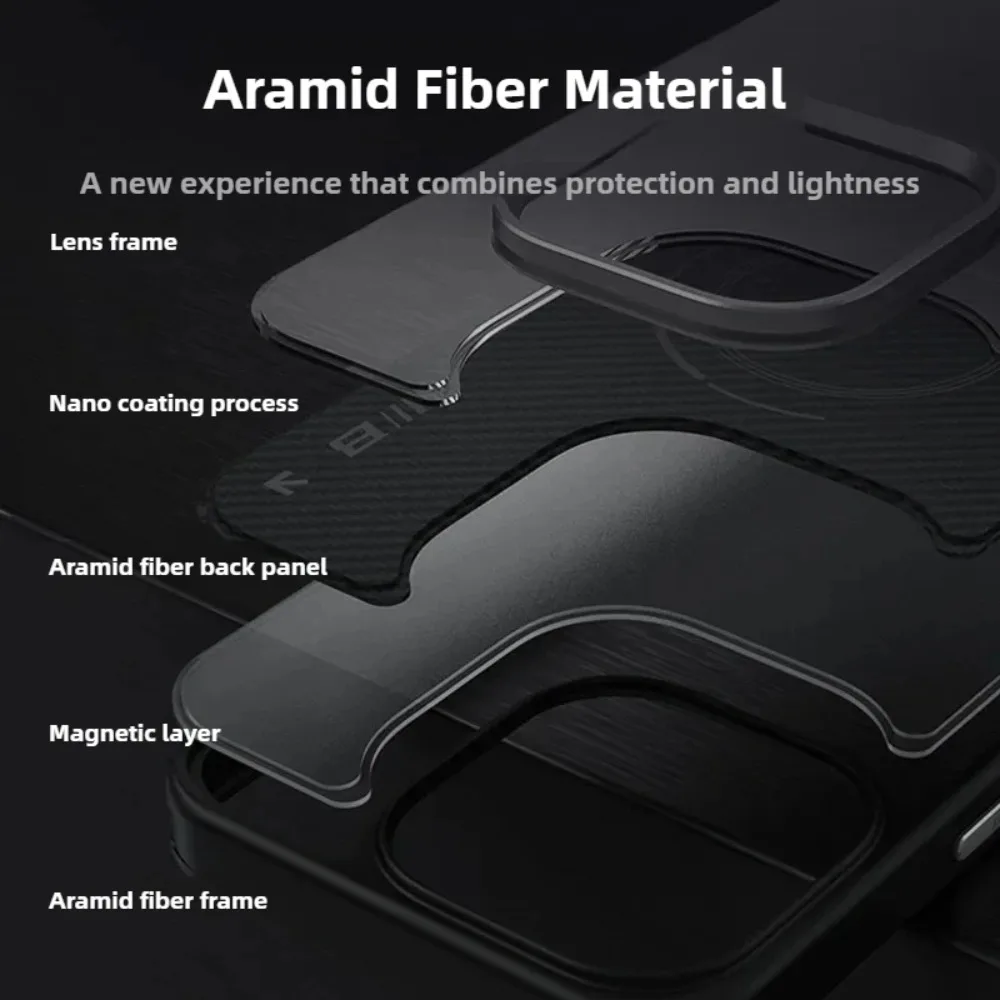 

Blueo 600D кевларовый магнитный чехол для телефона для IPhone 16 Pro IPhone 15, высококачественный чехол с полной упаковкой, защитный чехол с беспроводной зарядкой и защитой от падения