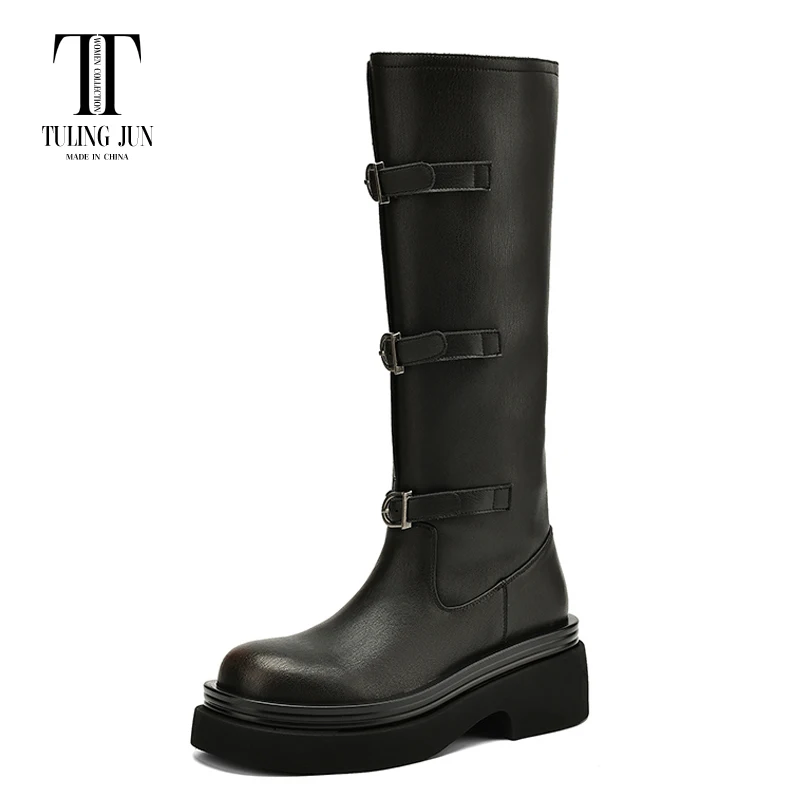

TULING JUN 2024 New Autumn Winter knight Women's Boot Rounded Toe Medium Heel Thick Sole Fashion Comfort Shoes For Women L
