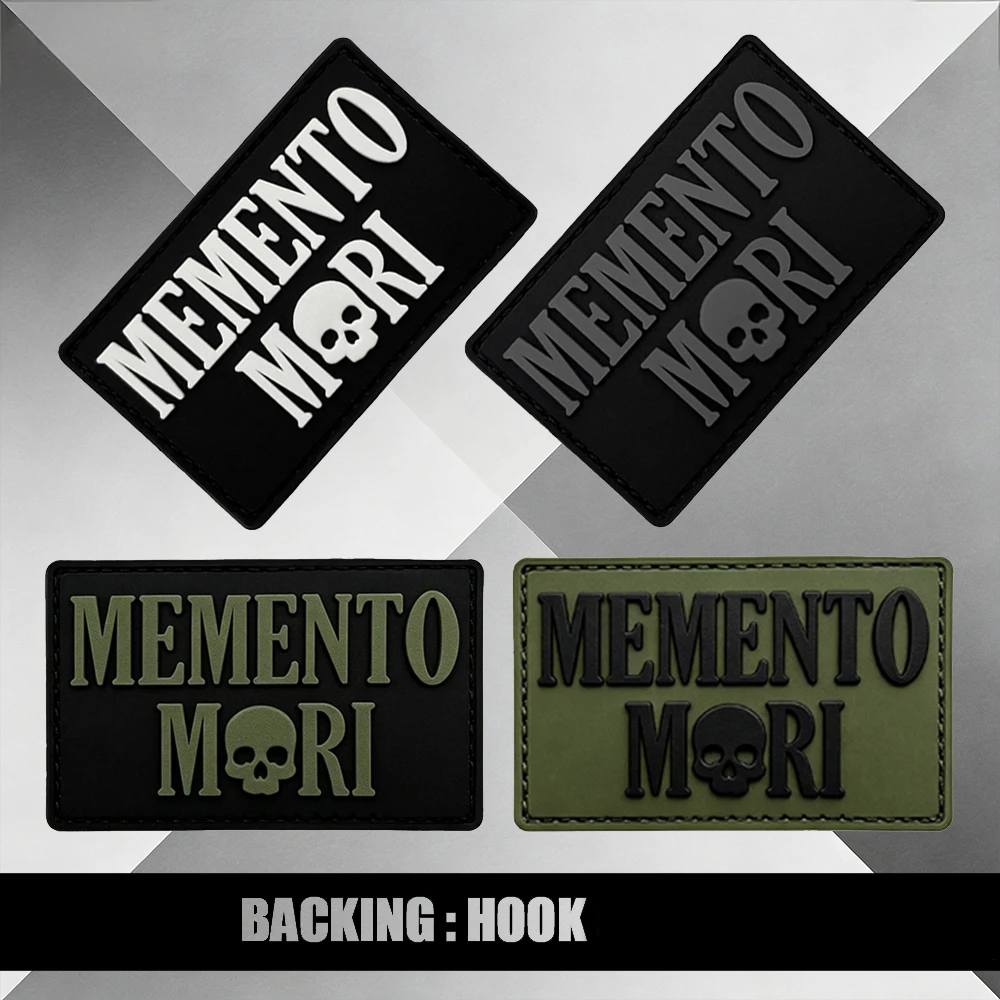 MEMENTO MORI Skull PVC Rubber Tactical Patch with Hook for Backpack Or Hat
