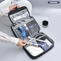 Bolsas de cosméticos para hombre, artículos esenciales de viaje, organizador de cosméticos, bolsa de almacenamiento colgante plegable, bolsa de maquillaje de lujo impermeable transparente