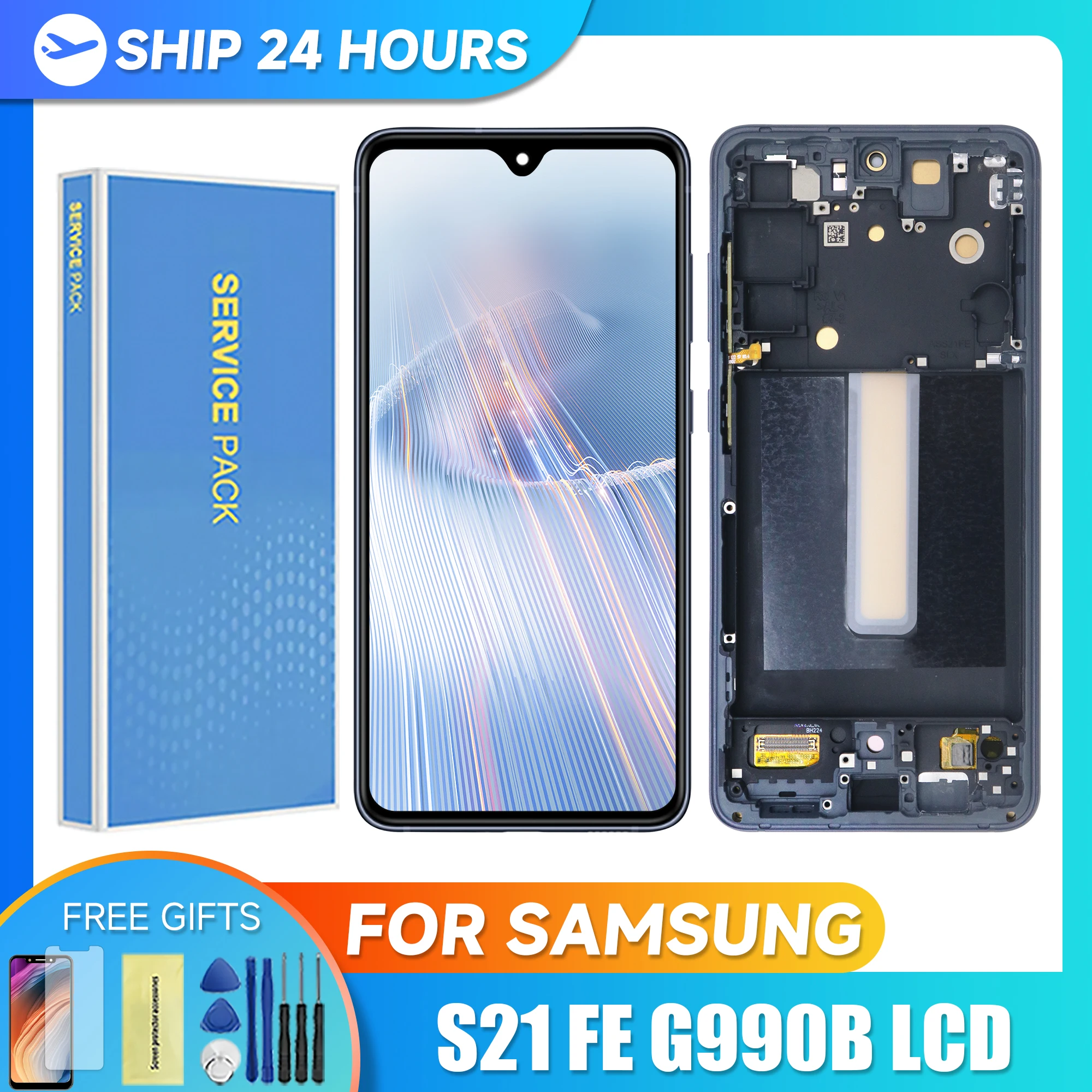 S21 FE 5G per Samsung 6.4 \'\'\'AMOLED S21FE 5G G990B G990U G990W Display LCD Touch Screen Digitizer Assembly sostituzione