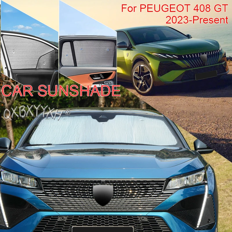 Car Sun Shade Aluminum Foil Foldable Cover For PEUGEOT 408 GT 2023-Present Auto UV Heat Windshield Sunshades Interior Accessory
